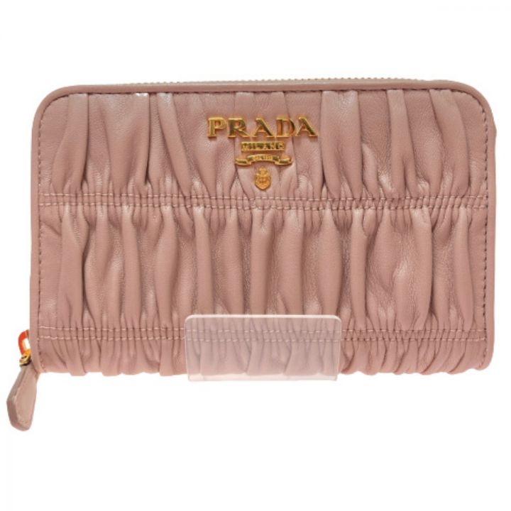 中古】 PRADA プラダ 中長財布 PORTAFOGLIO LAMPO 1ML157 ベージュ ...