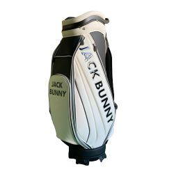 ◎◎ Jack Bunny!! ジャックバニー JACK BUNNY ジャックバニー キャディバッグ 9型 5分割 ホワイト ホワイトxブラック 側面汚れ有 Cランク