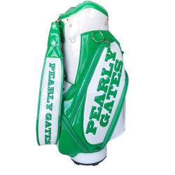 ◎◎ PEARLY GATES パーリーゲイツ キャディバッグ 9型 6分割 エナメル グリーン ホワイト 傷汚れ有 Cランク