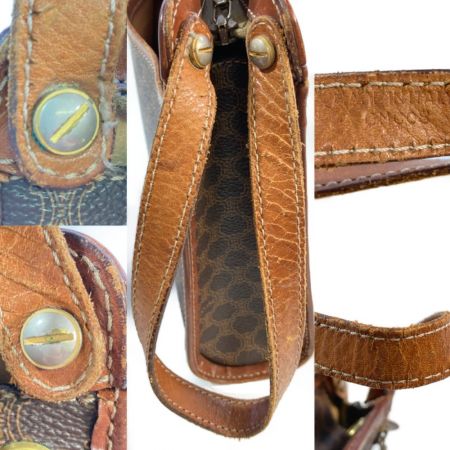  CELINE セリーヌ マカダム柄 セカンドバッグ ブラウン x ベージュ x ゴールド クラッチバッグ レザー