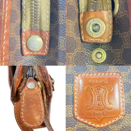  CELINE セリーヌ マカダム柄 セカンドバッグ ブラウン x ベージュ x ゴールド クラッチバッグ レザー