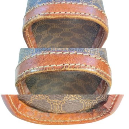  CELINE セリーヌ マカダム柄 セカンドバッグ ブラウン x ベージュ x ゴールド クラッチバッグ レザー