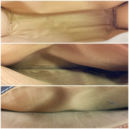  CELINE セリーヌ マカダム柄 セカンドバッグ ブラウン x ベージュ x ゴールド クラッチバッグ レザー