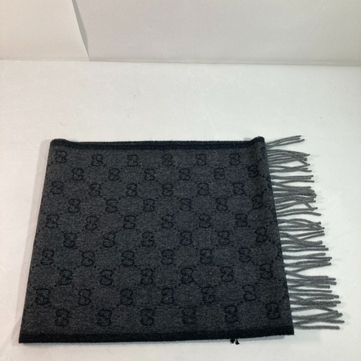 GUCCI グッチ マフラー GG柄 570603 3G200 1466 ブラック x グリーン x