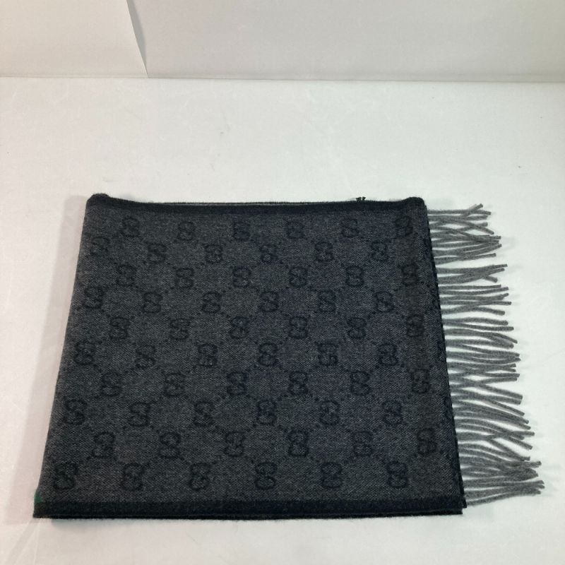 中古】 GUCCI グッチ マフラー GG柄 570603 3G200 1466 ブラック x