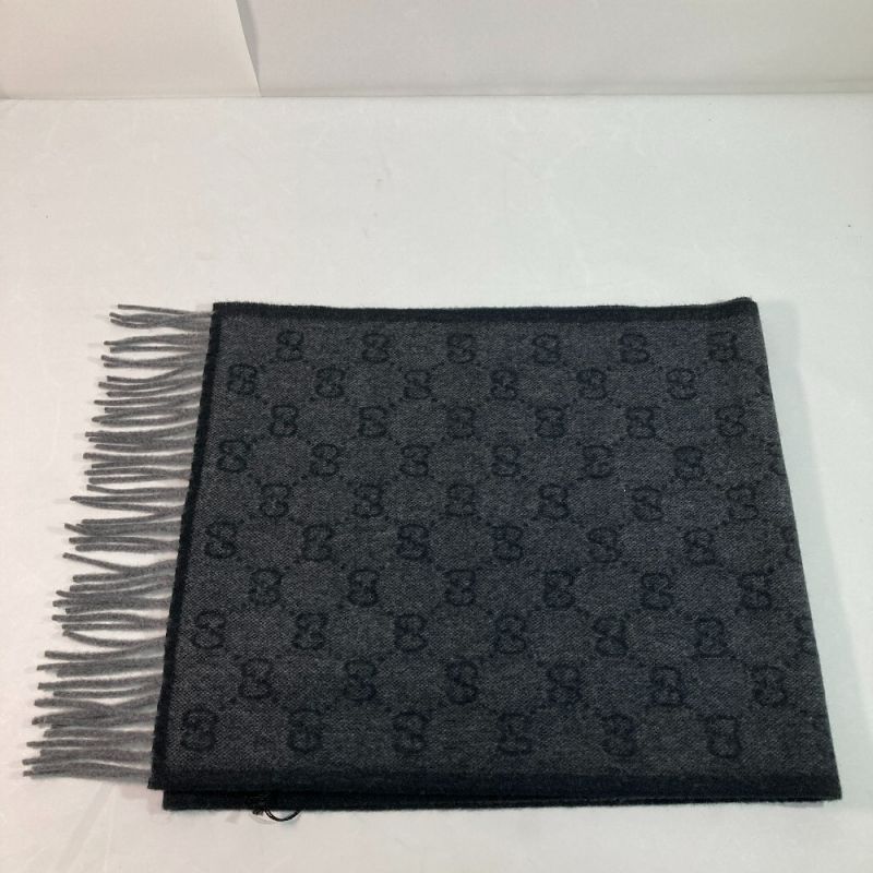 中古】 GUCCI グッチ マフラー GG柄 570603 3G200 1466 ブラック x