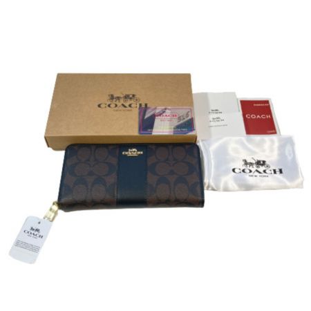  COACH コーチ 長財布 52859 ブラウン x ブラウン x ゴールド ラウンドファスナー レザー