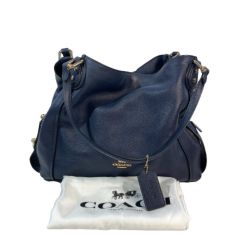 ◎◎ COACH コーチ イーディー ショルダーバッグ 31 ポリッシュド ぺブル レザー 57125 ネイビー トートバッグ Bランク