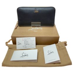 ◎◎ Christian Louboutin クリスチャンルブタン パネトーネ 1185061 ブラック x ゴールド 長財布 箱付 Bランク