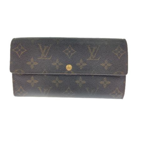  LOUIS VUITTON ルイヴィトン モノグラム ポシェット・ポルト モネ クレディ M61725 ブラウン 長財布