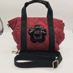 ◎◎ MARY QUANT マリークワント キルティングビッグデイジー2WAYバッグ レッド Bランク