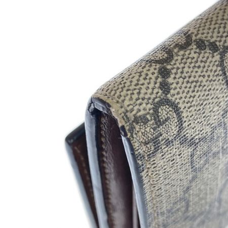  GUCCI グッチ GGスプリーム 410100 ブラウン x グレー x ゴールド 長財布