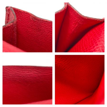  HERMES エルメス 2つ折り 長財布 ベアン スフレ レッド x シルバー金具 箱付き