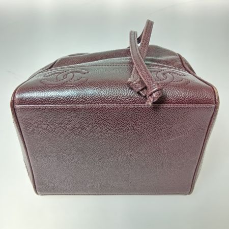  CHANEL シャネル ショルダーバッグ 巾着 チェーンショルダー  キャビアスキンココマーク ボルドー×ゴールド金具