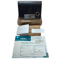 ◎◎ GUCCI グッチ 名刺入れ 212175 203437 ブラック x シルバー カード入れ カードケース Bランク