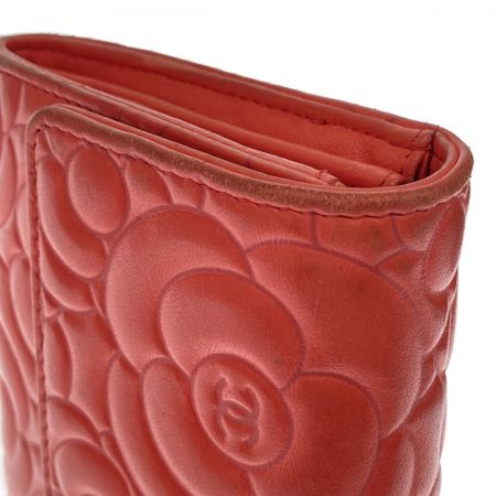  CHANEL シャネル カメリア 長財布 A82283 レッド x シルバー