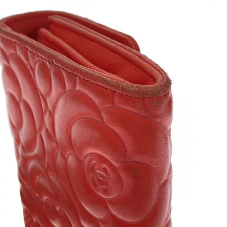  CHANEL シャネル カメリア 長財布 A82283 レッド x シルバー
