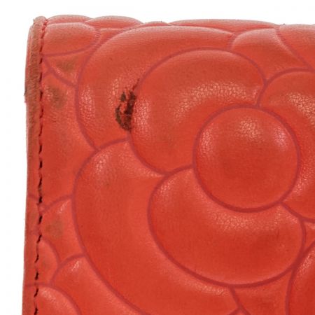  CHANEL シャネル カメリア 長財布 A82283 レッド x シルバー