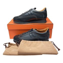 ◎◎ HERMES エルメス シューズ 41 1/2 約26.5cm ブラック x ブラウン 箱付き 靴 Aランク