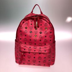 ◎◎ MCM エムシーエム ロゴグラム スタッズ ヴィセトス リュック サーモンピンク Bランク