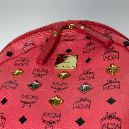  MCM エムシーエム ロゴグラム スタッズ ヴィセトス リュック サーモンピンク