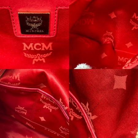  MCM エムシーエム ロゴグラム スタッズ ヴィセトス リュック サーモンピンク