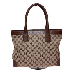 ◎◎ GUCCI グッチ GGキャンバス×レザー トートバッグ ハンドバッグ  002･1119 ブラウン Cランク