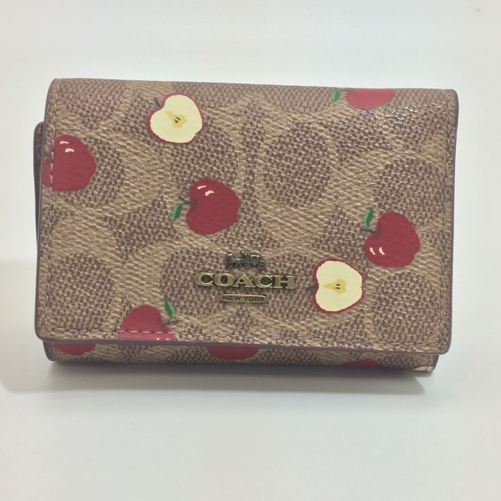 コーチ♡︎アップルプリント　スモールフラップウォレット COACH コーチ スモール フラップ ウォレット シグネチャー キャンバス