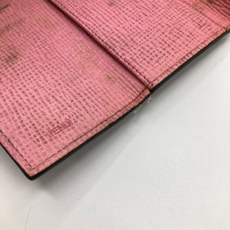  FENDI フェンディ ズッカ キーケース 6連 8AP079 ブラウン x ピンク 内部ヨゴレ・金具サビ・使用感有