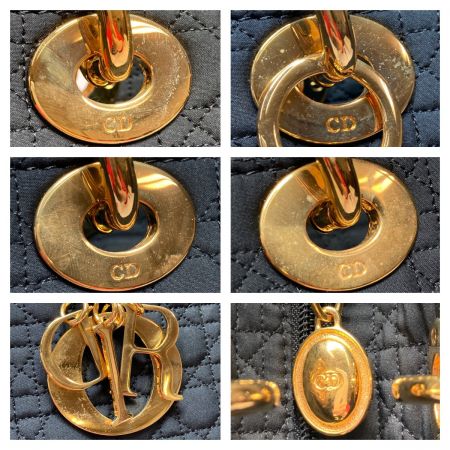  Christian Dior クリスチャンディオール ハンドバッグ ブラック×ゴールド(金具) x ゴールド金具 x レッド べたつきあり