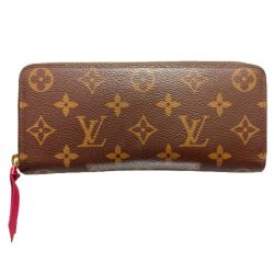 ◎◎ LOUIS VUITTON ルイヴィトン モノグラム ポルトフォイユクレマンス フューシャ M60742 ワインレッド 長財布 Bランク