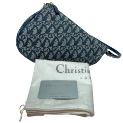 ◎◎ Christian Dior クリスチャンディオール トロッター ハンドバッグ MC0071 ネイビー サドルバッグ Bランク