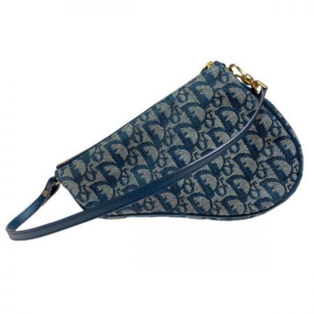  Christian Dior クリスチャンディオール トロッター ハンドバッグ MC0071 ネイビー サドルバッグ