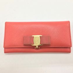 ◎◎ Salvatore Ferragamo サルヴァトーレフェラガモ ヴァラリボン  長財布  22B559 ピンク Bランク