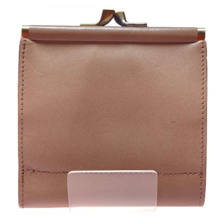  IL BISONTE イルビゾンテ 3つ折り財布 がま口 グレー x ゴールド金具 布袋付き