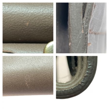  IL BISONTE イルビゾンテ 3つ折り財布 がま口 グレー x ゴールド金具 布袋付き