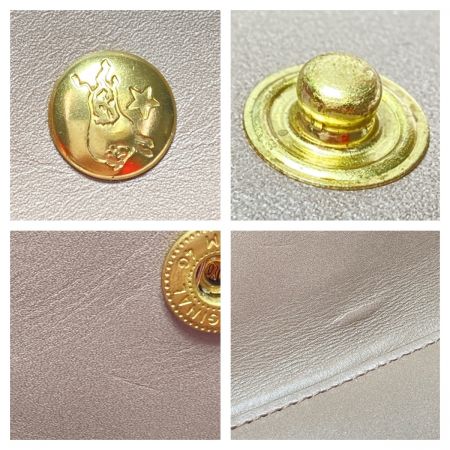  IL BISONTE イルビゾンテ 3つ折り財布 がま口 グレー x ゴールド金具 布袋付き