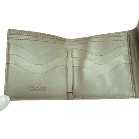  IL BISONTE イルビゾンテ 3つ折り財布 がま口 グレー x ゴールド金具 布袋付き