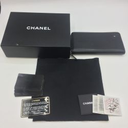 ◎◎ CHANEL シャネル カメリア ラウンド長財布 ブラック  A47007 箱付き Bランク