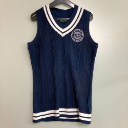 ◎◎ adidas アディダス ゴルフベスト レディース Ｍサイズ DW7708 ネイビー コットンニットベスト Sランク