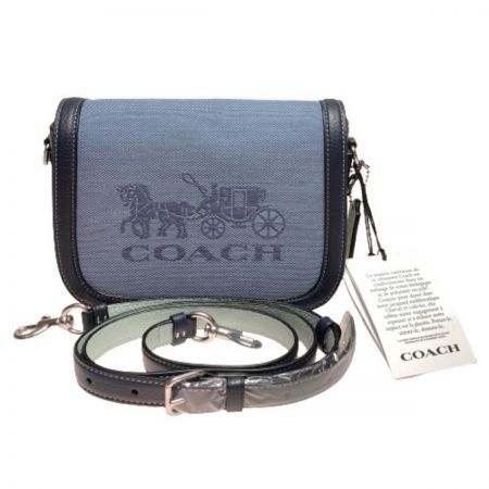  COACH コーチ ショルダーバッグ ホースアンドキャリッジ C8228 ブルー系 キャンバス クラッチバッグ