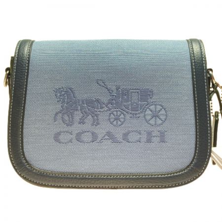  COACH コーチ ショルダーバッグ ホースアンドキャリッジ C8228 ブルー系 キャンバス クラッチバッグ