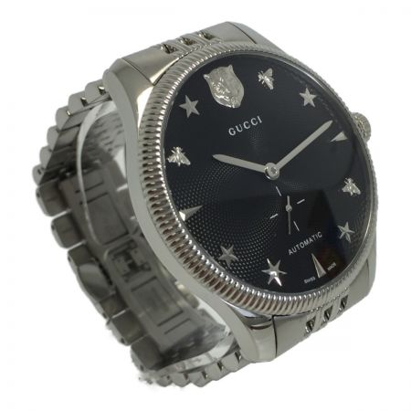  GUCCI グッチ Gタイムレス 自動巻 腕時計 126.3 YA126353 箱・コマ付 文字盤ブラック タイガー