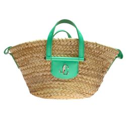 ◎◎ JIMMY CHOO ジミーチュウ MACY TOTE S ミントグリーン / ショルダーバッグ かごバッグ トート Bランク