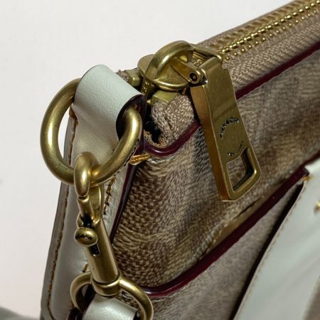  COACH コーチ キット メッセンジャー クロスボディ カラーブロック シグネチャー キャンバス バッグ 41321 ブラウン x ホワイト