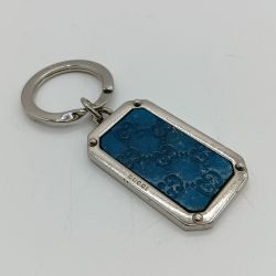 ◎◎ GUCCI グッチ マイクログッチシマ キーホルダー キーリング 199916 BMJ0N 4611 青 x シルバー Cランク