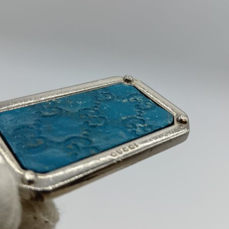  GUCCI グッチ マイクログッチシマ キーホルダー キーリング 199916 BMJ0N 4611 青 x シルバー