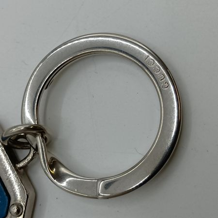  GUCCI グッチ マイクログッチシマ キーホルダー キーリング 199916 BMJ0N 4611 青 x シルバー