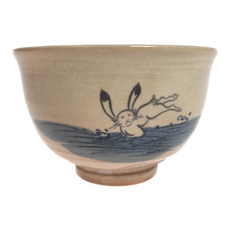   紀州焼 葵窯 茶碗 波兎 寒川栖豊作 箱付