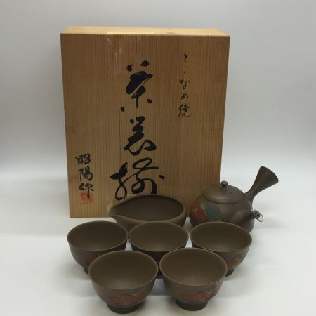   常滑焼　昭陽作　椿　 茶器揃(急須・湯冷・煎茶碗五客) 未使用品